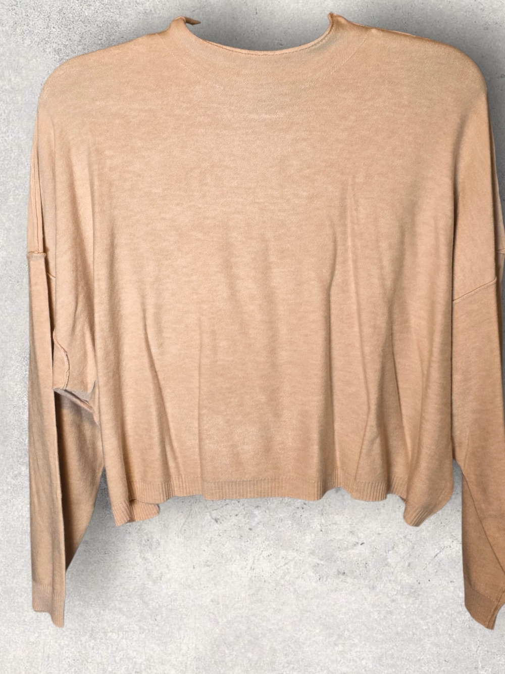 Zenana Outfitters Cropped Long-Sleeve Pullover - Tan